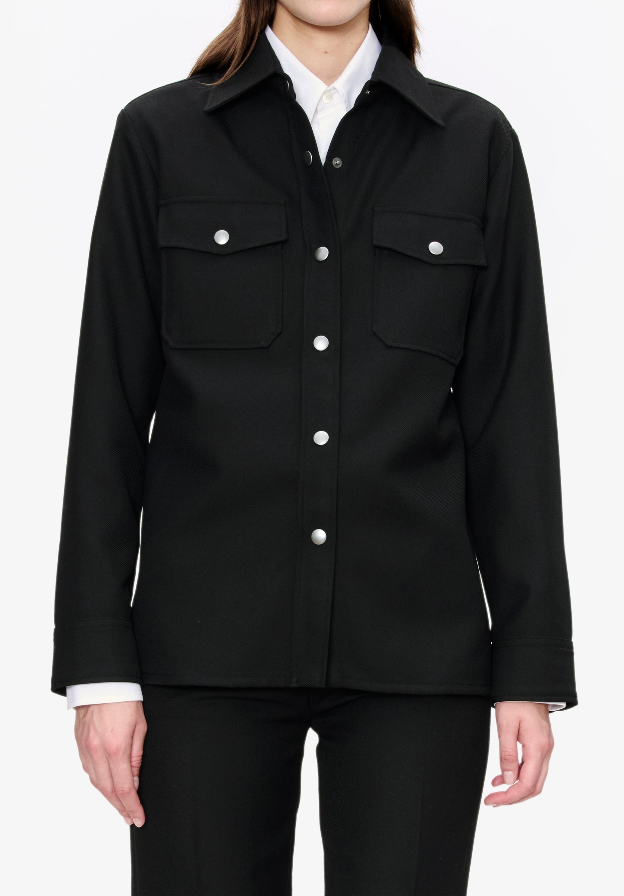 Solid-colour wool overshirt - 4