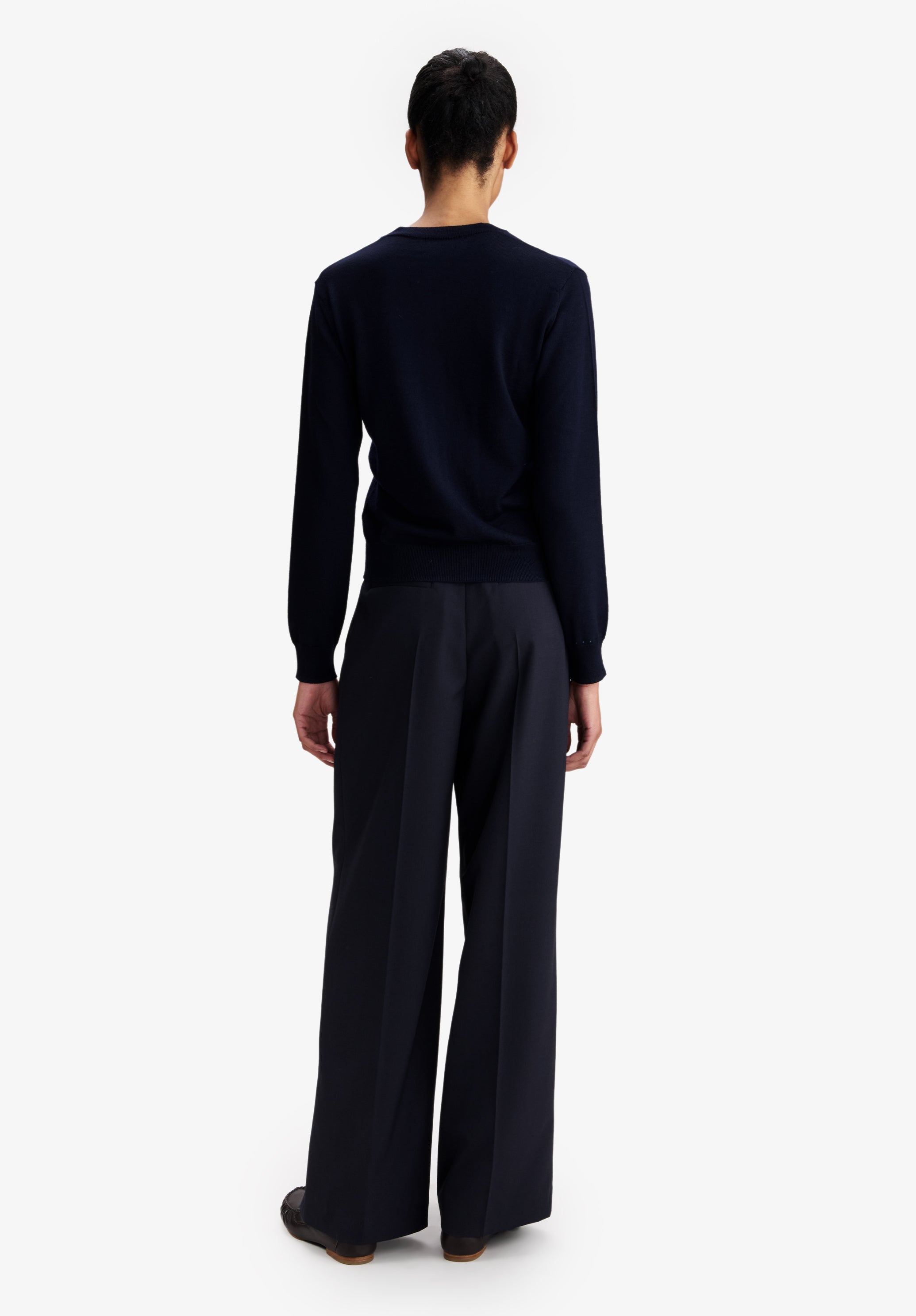 Loose navy blue organic cotton trousers - 2