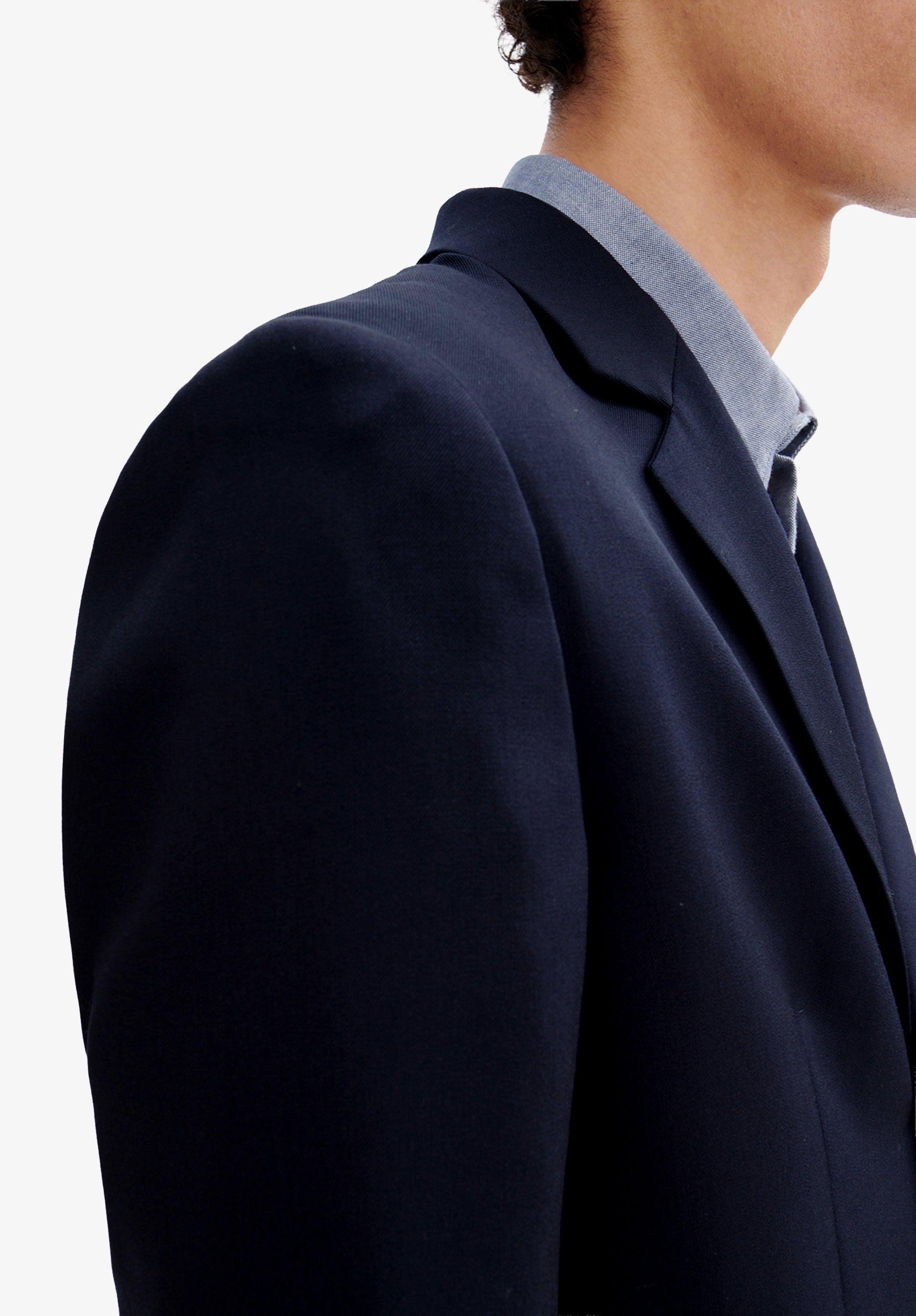 Navy blue suit jacket in wool-blend twill - 4