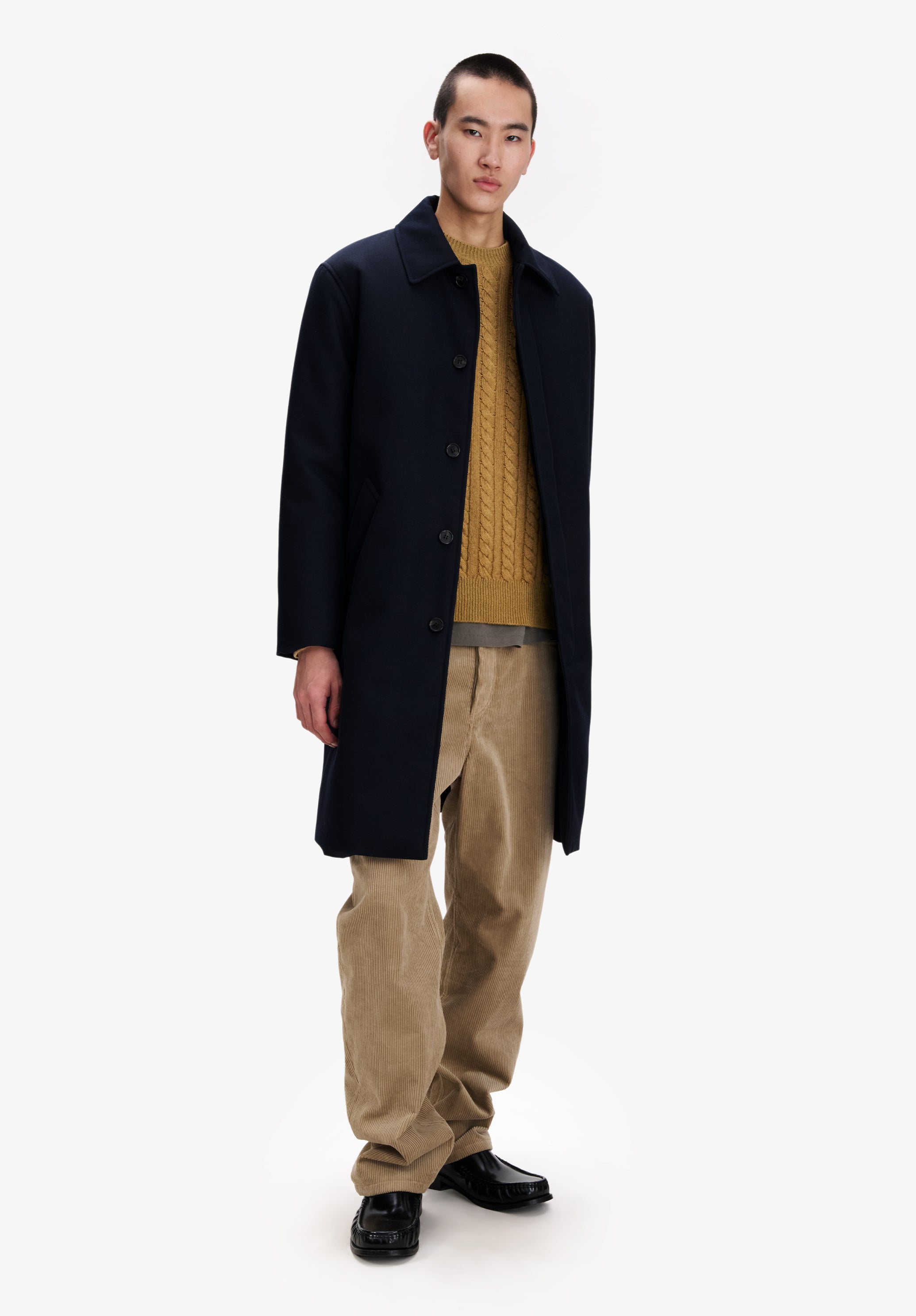 Navy blue water-repellent wool mac - 1