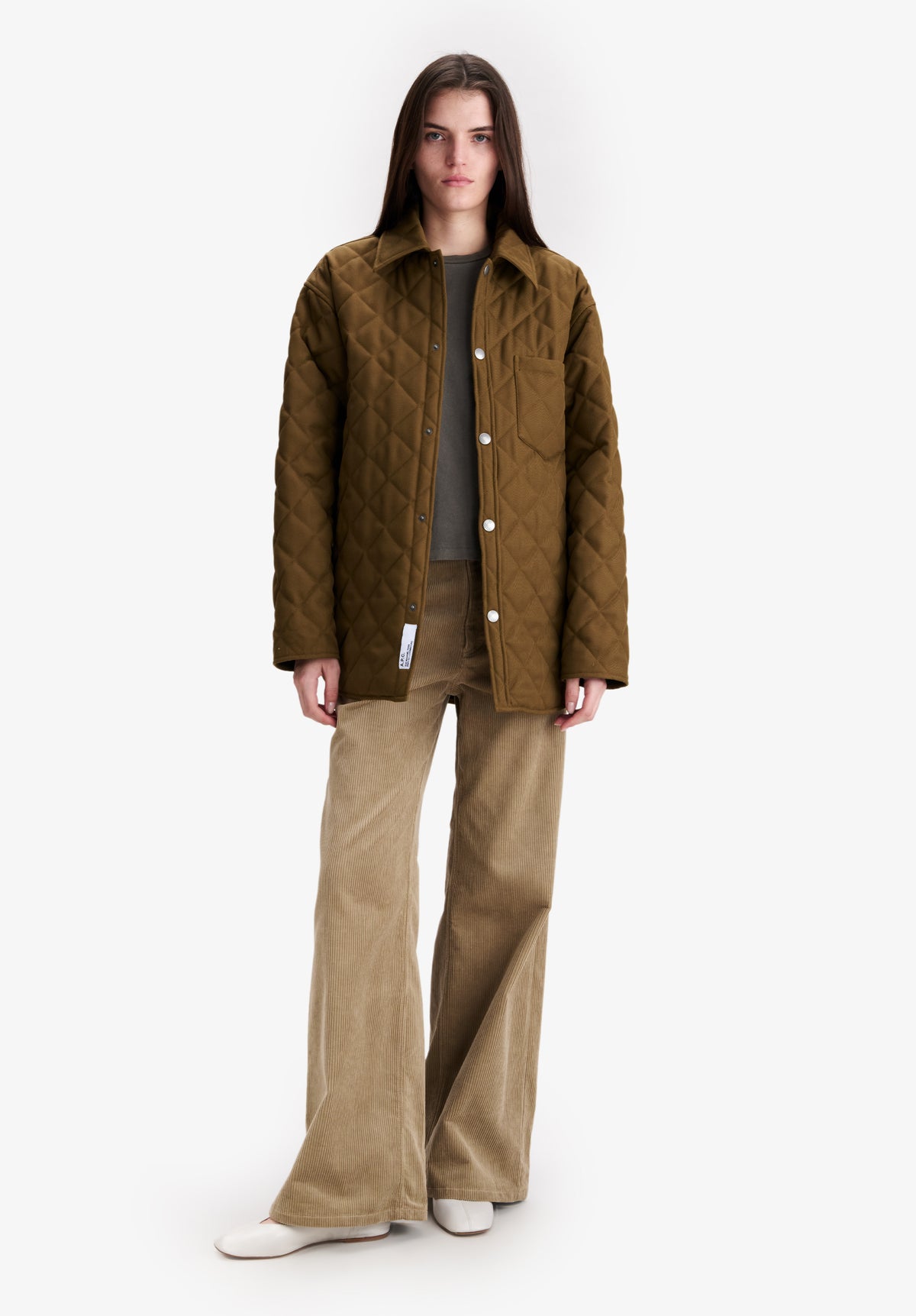 Gesteppte khakifarbene Wolljacke
