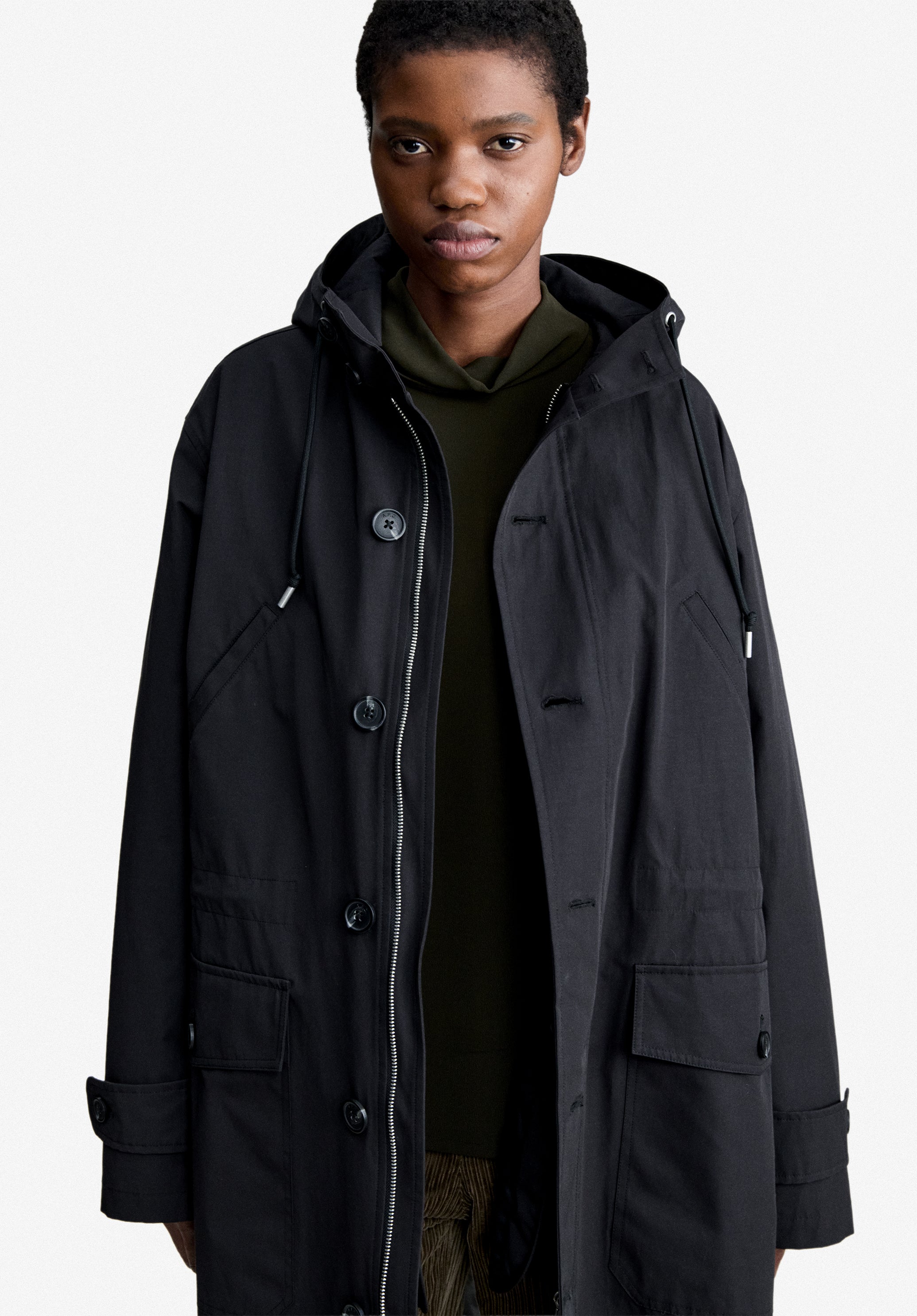 Black water-repellent parka - 3