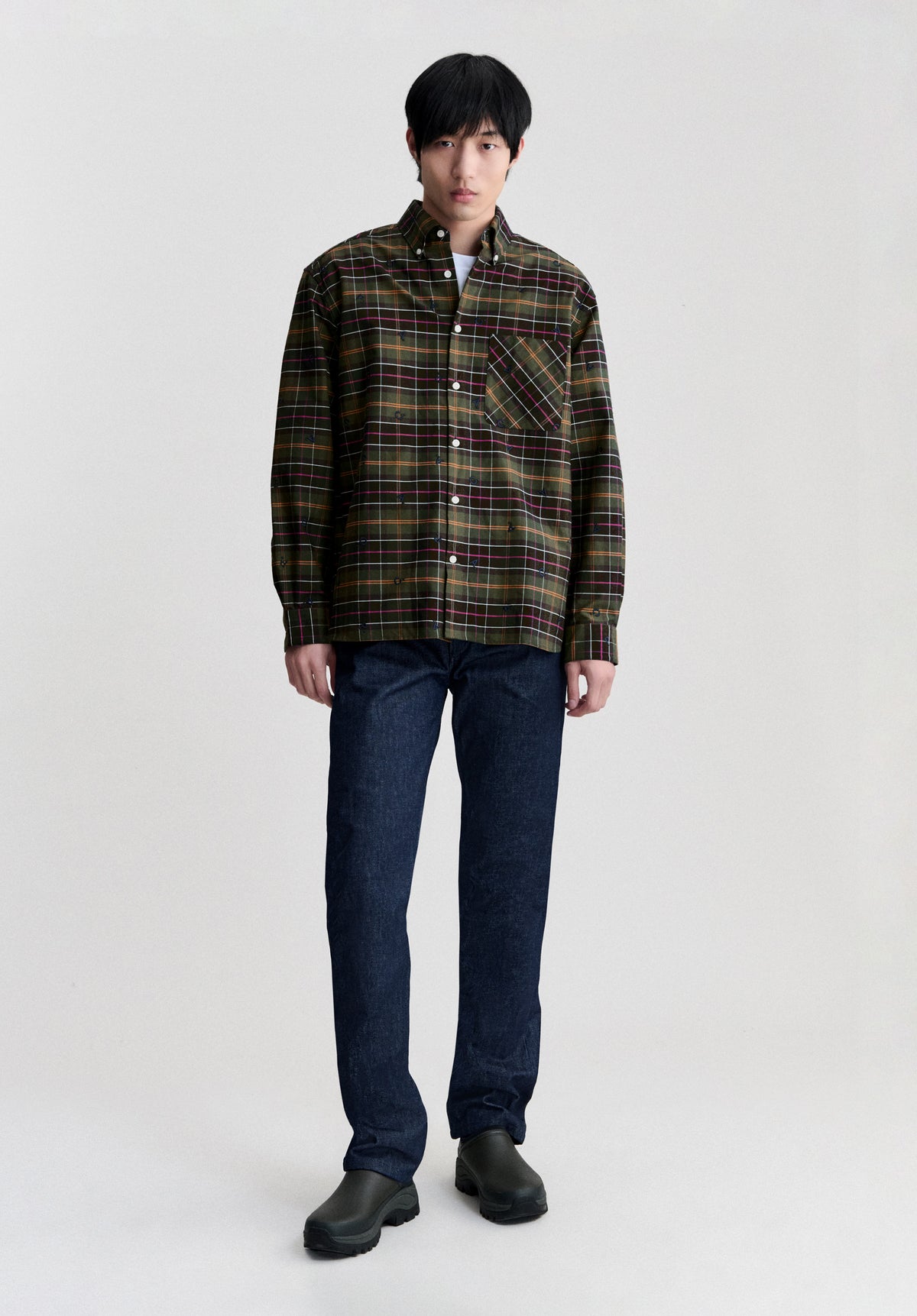 Monogramm- und Tartanhemd A.P.C X Barbour