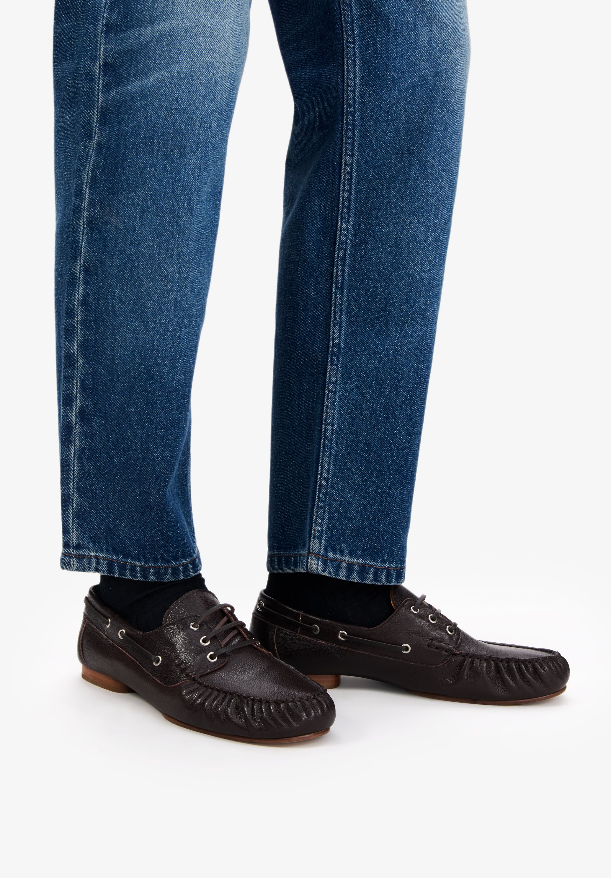 Leather boat shoes - 1
