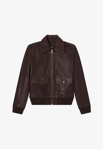 Kurze braune Lederjacke