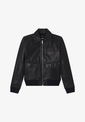 Kurze schwarze Lederjacke