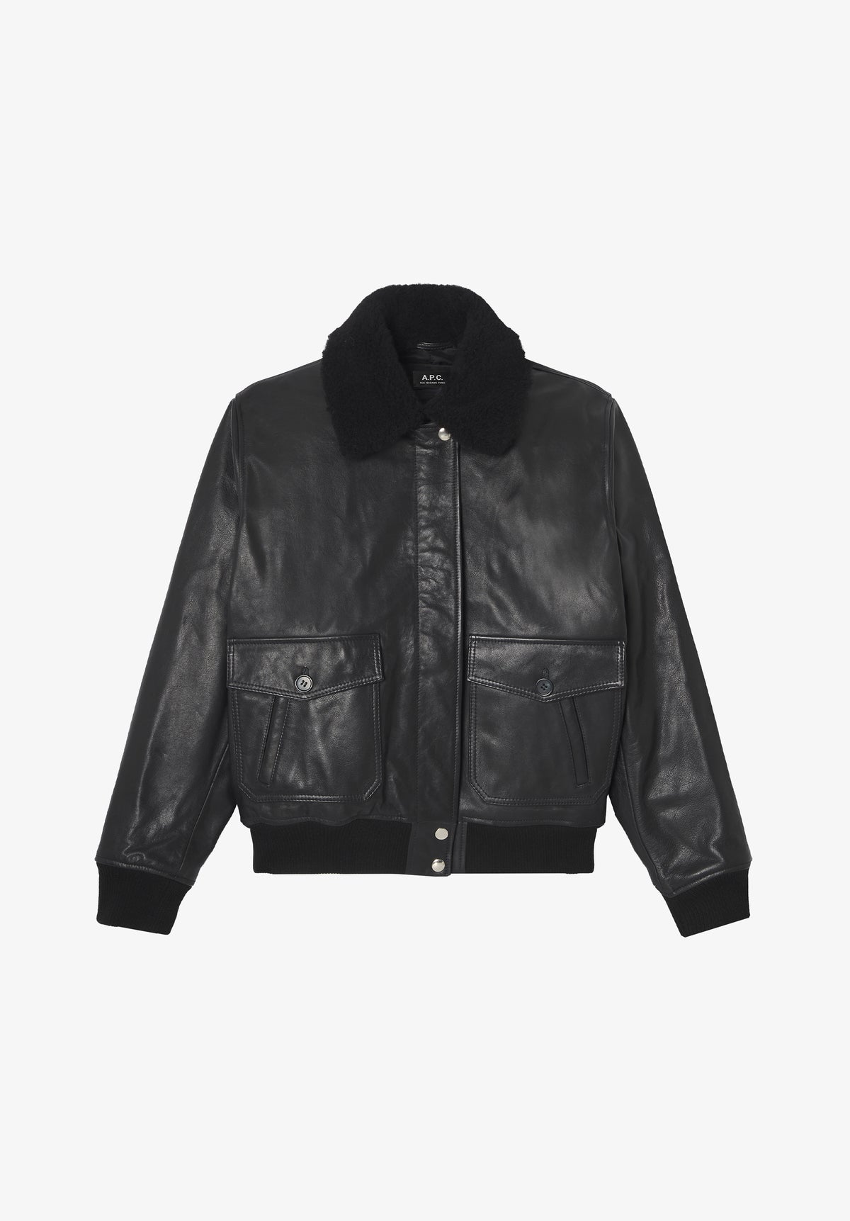 Schwarze Bomberjacke aus Leder