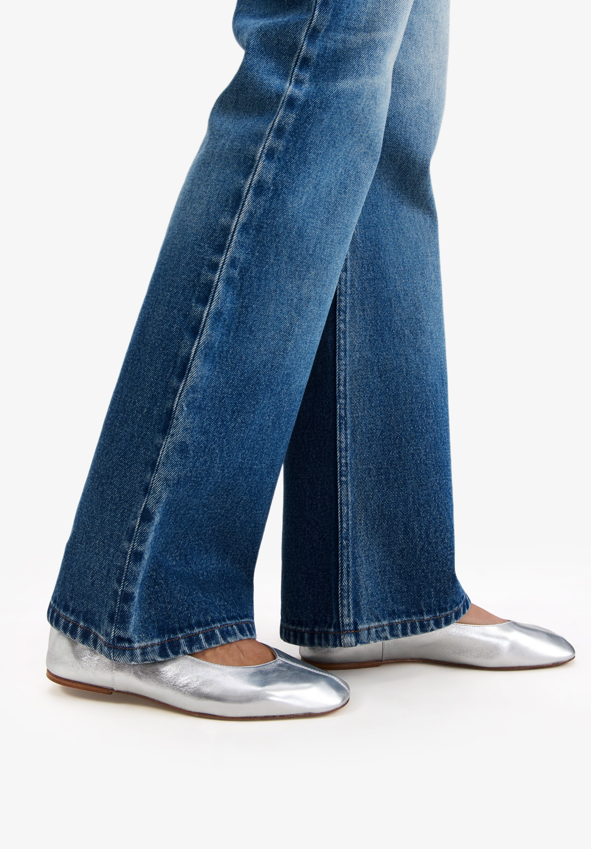 Square-toe leather ballet flats - 1