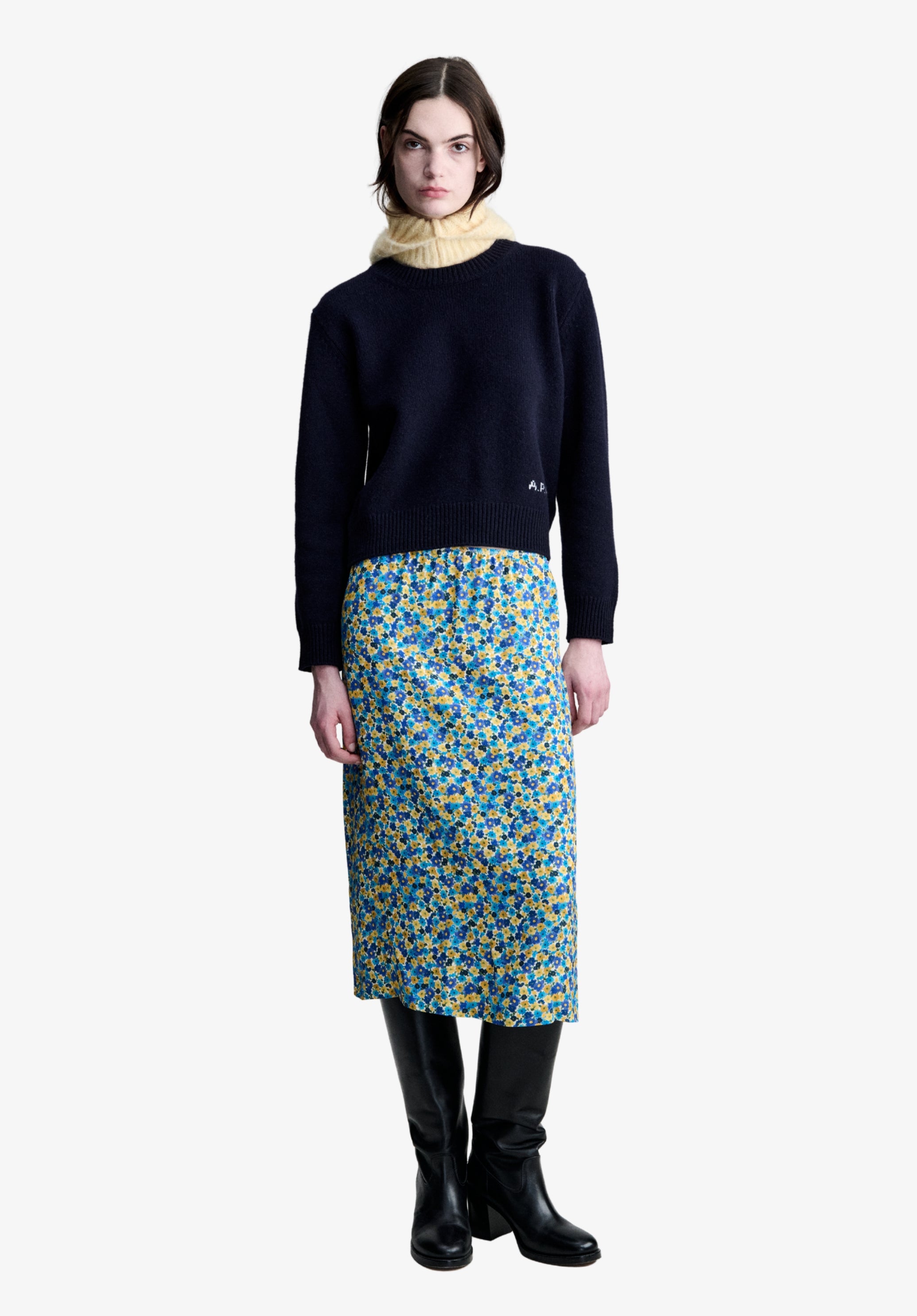 Jupe longue en viscose à motifs fleuris