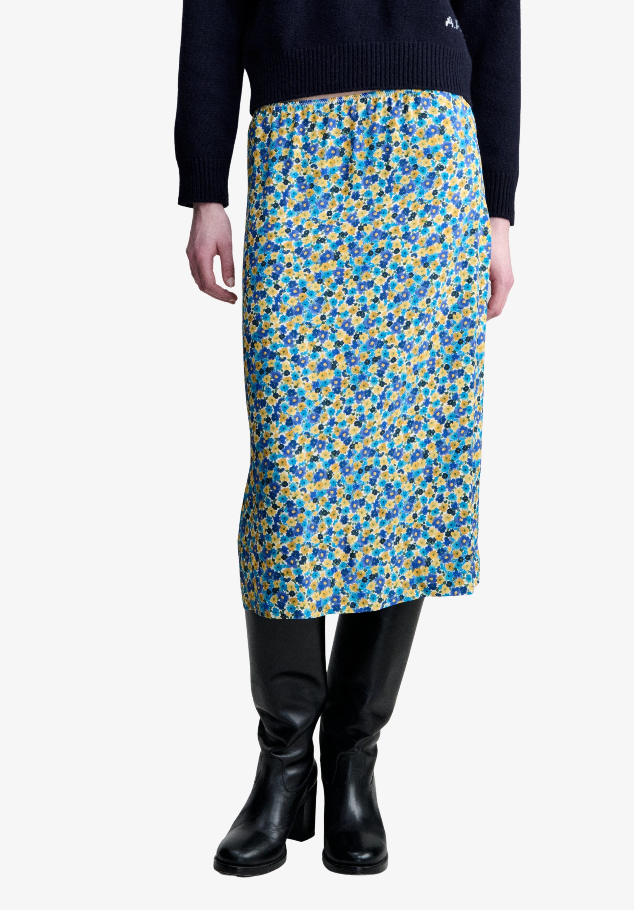 Jupe longue en viscose à motifs fleuris