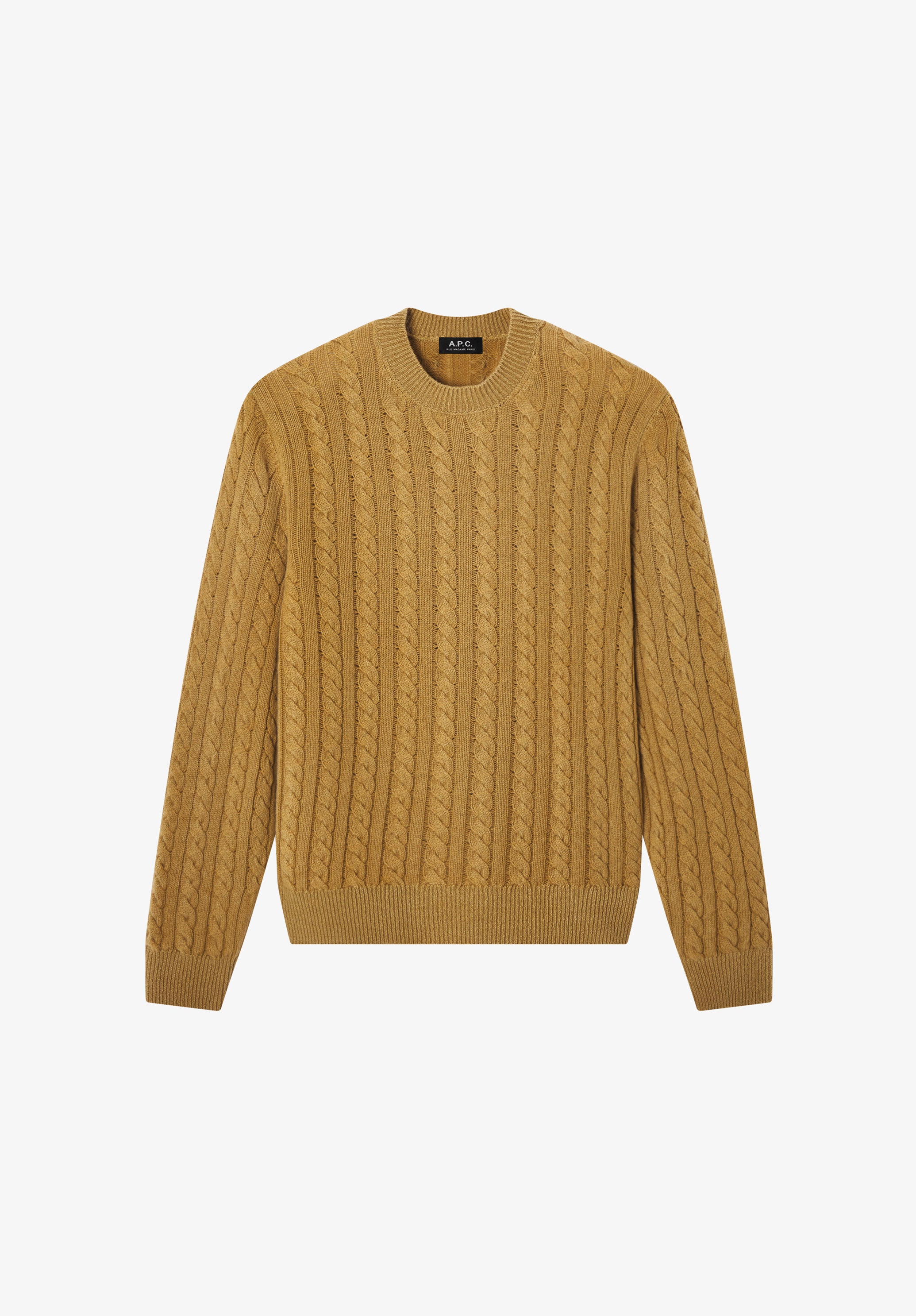 Loose tobacco cable-knit sweater - 0