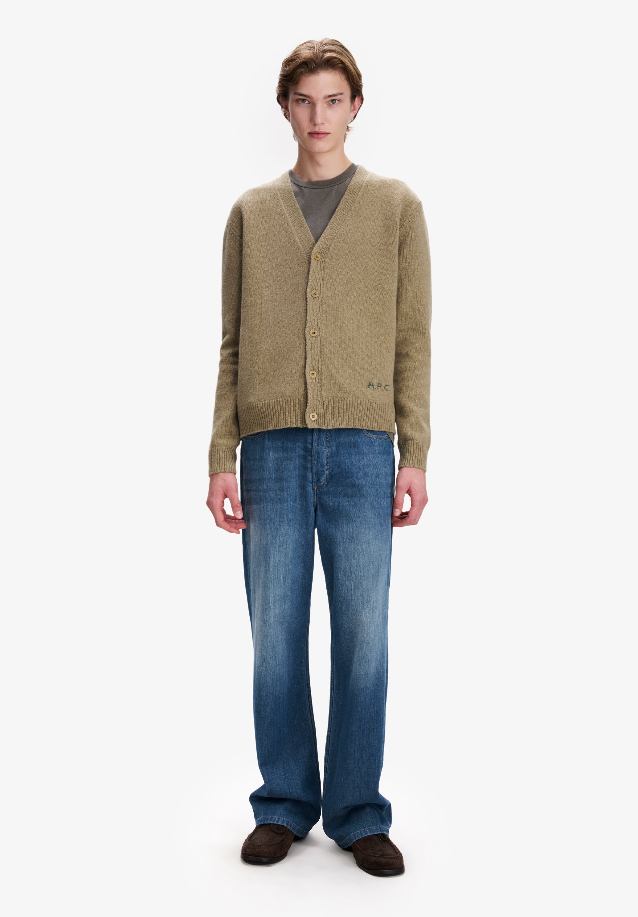 Beige wool cardigan - 1