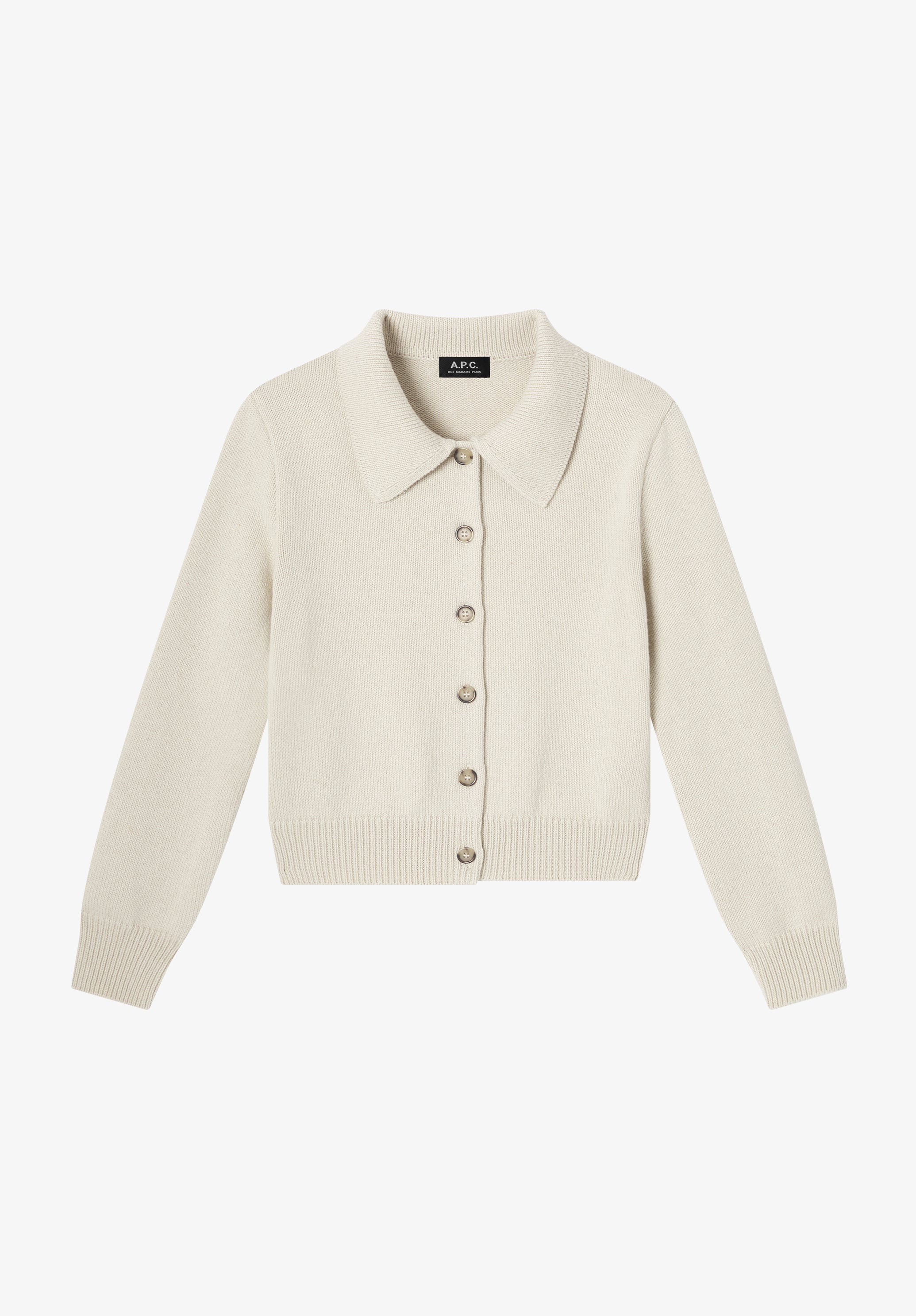 Grauer Wollcardigan mit Kragen