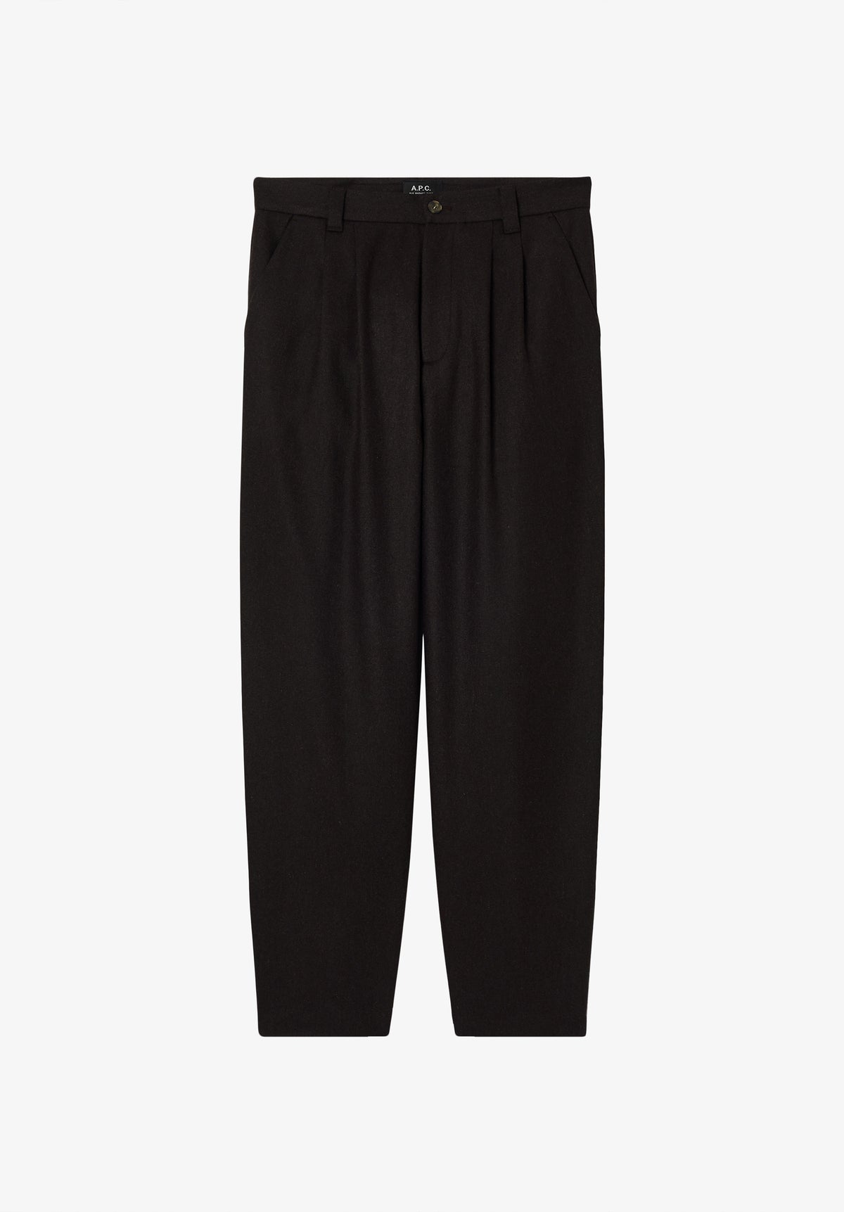 Weit geschnittene dunkelbraune Hose mit Falten