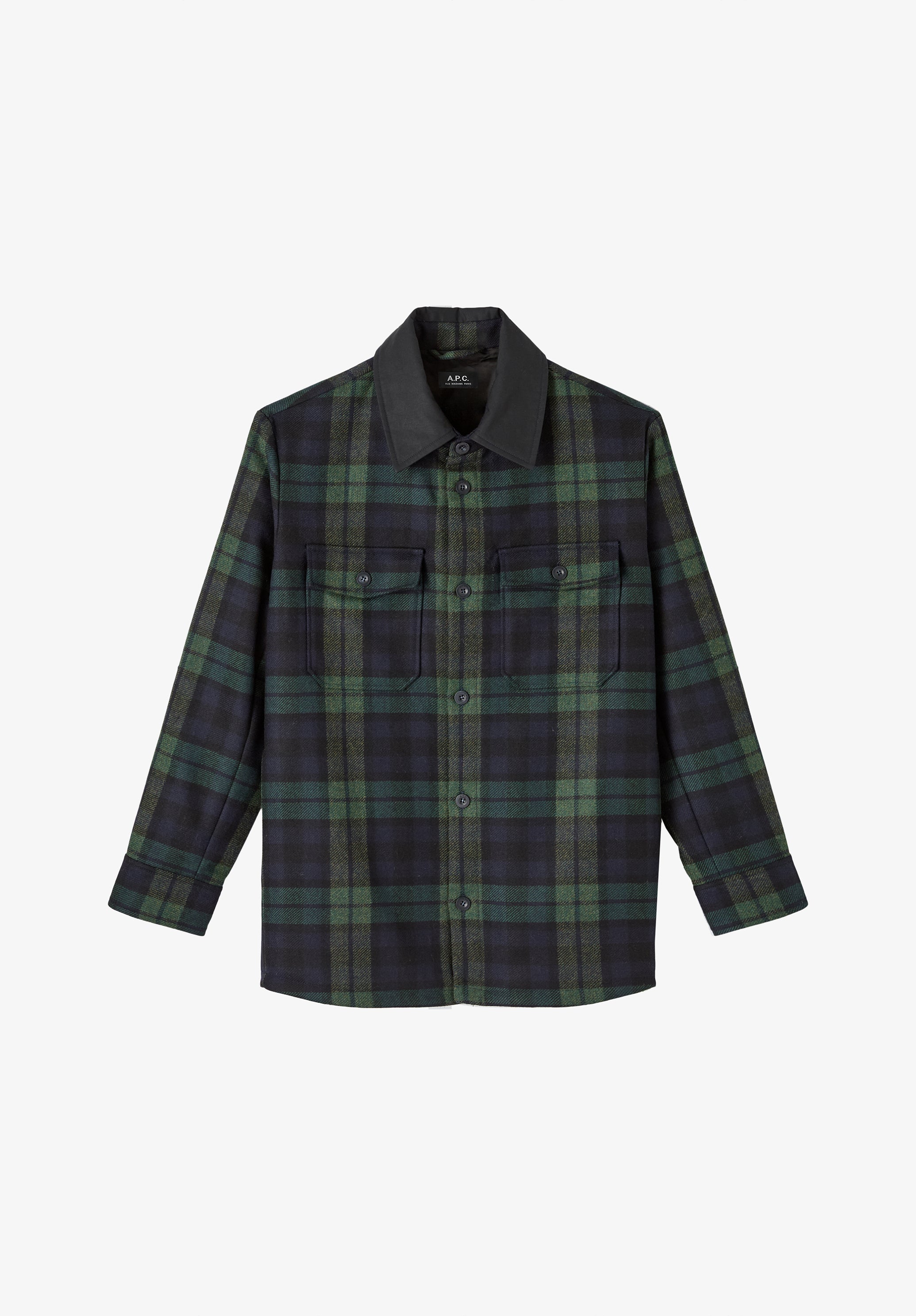 Navy blue checked overshirt jacket