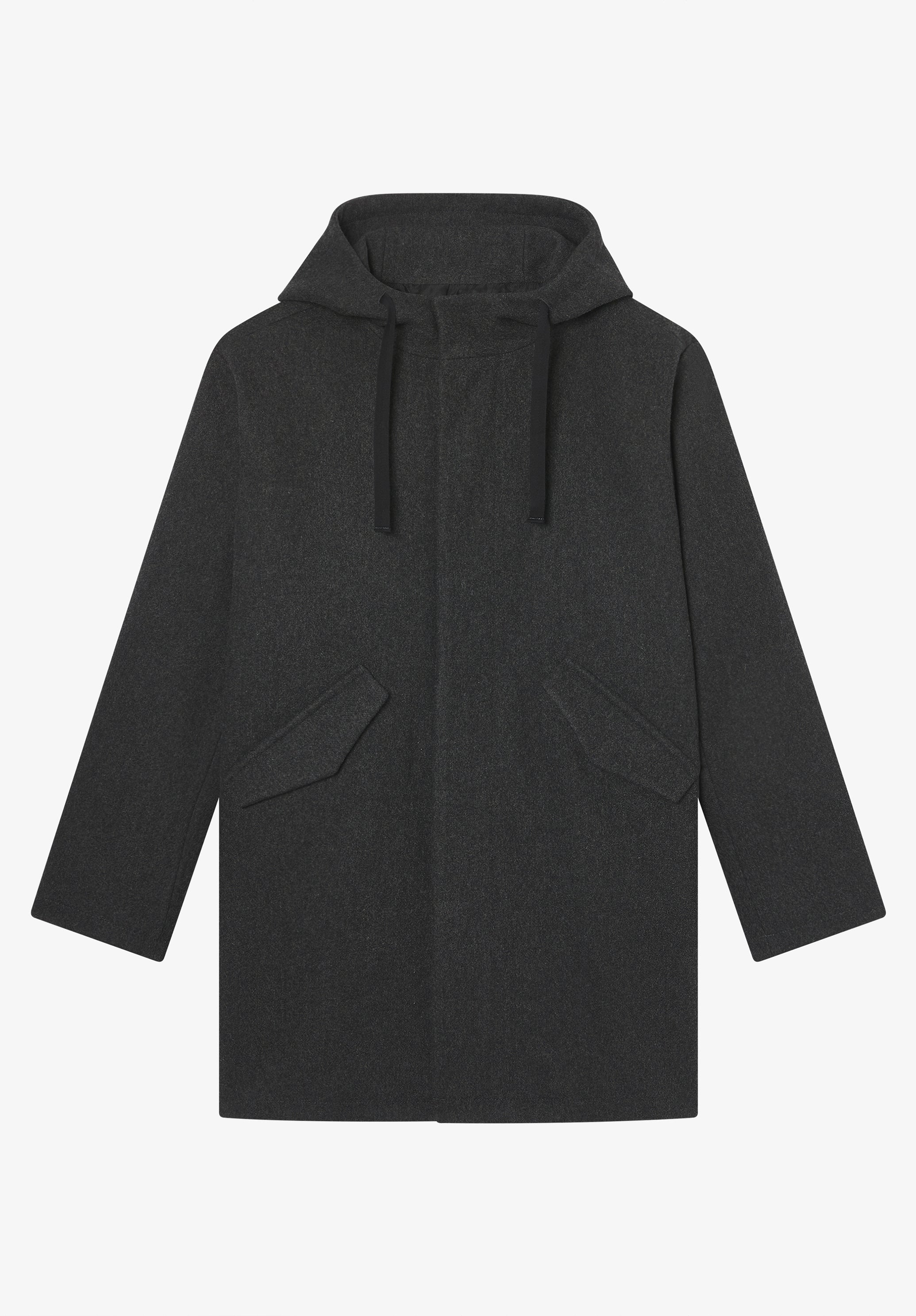 Charcoal grey wool parka - 0
