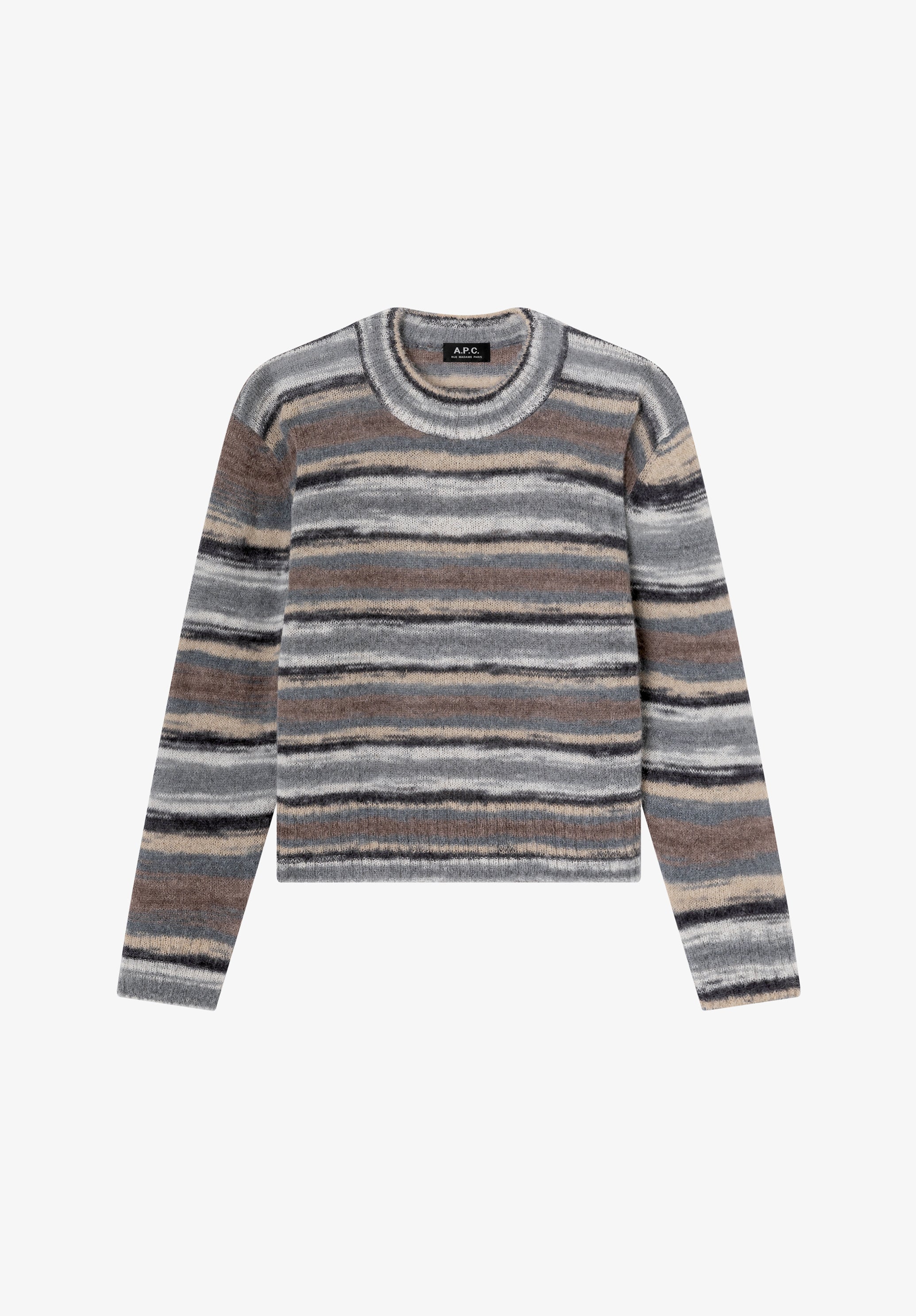 Striped grey alpaca sweater - 0