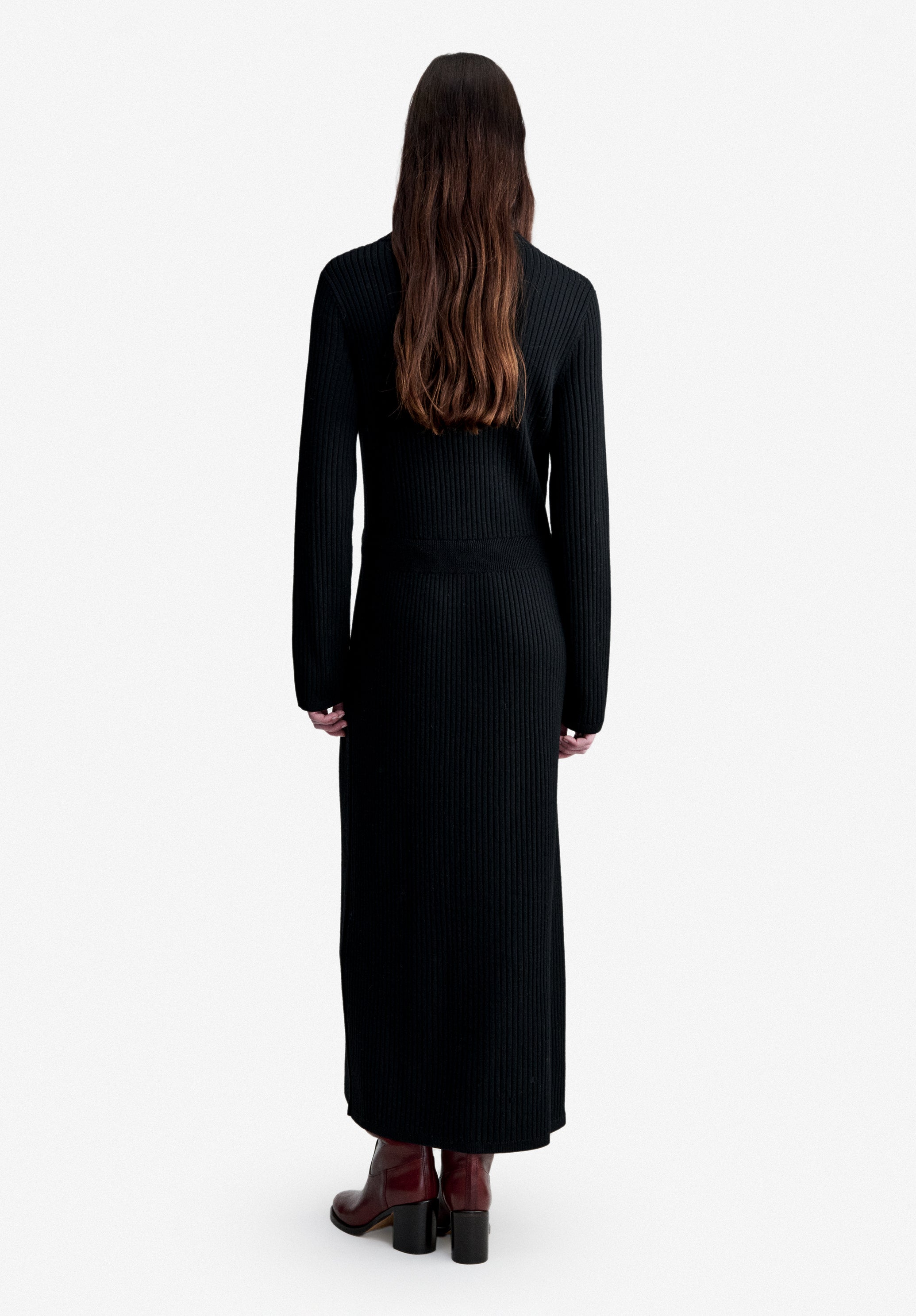 Long black wool dress - 2
