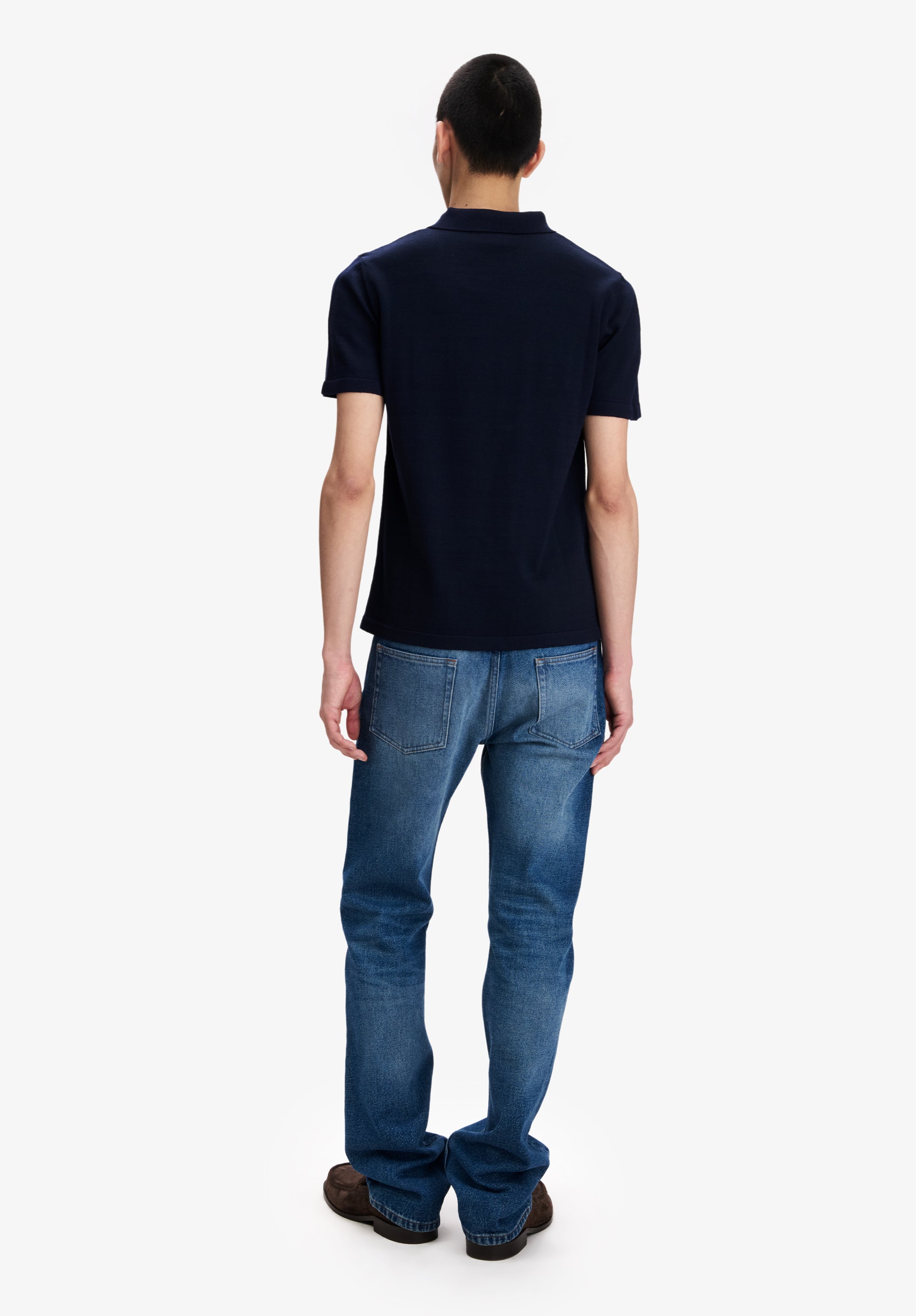 Navy blue merino wool polo - 2